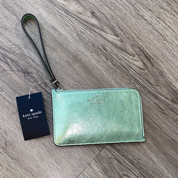 kate spade Handbags - Kate Spade Metallic Leathe Seawater Wristlet